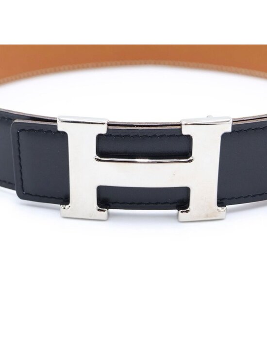 Hermes Constance Belt Brown Black Box Calf Silver 65